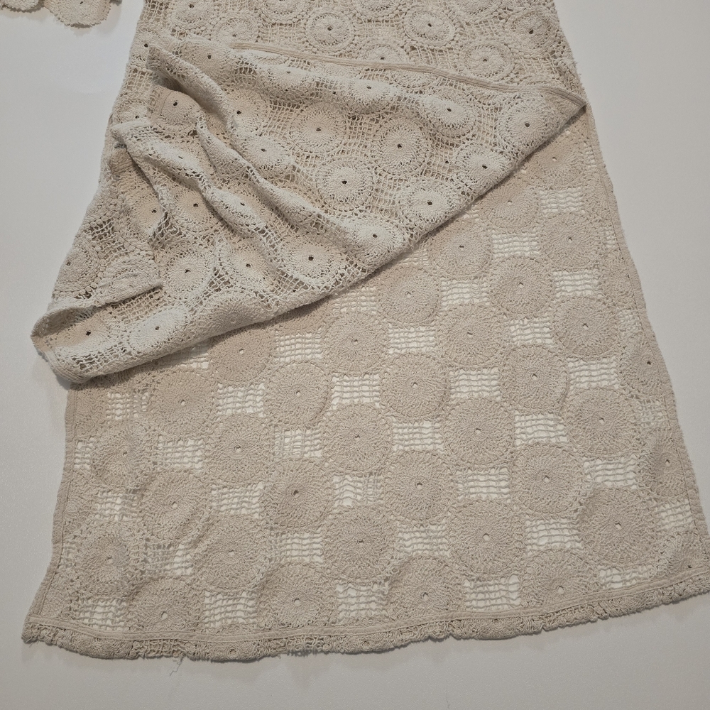 Ronny Kobo Sheer Crochet Casual Dress Cotton Long sleeves V-neck Pull-on Size M - Picture 3 of 13